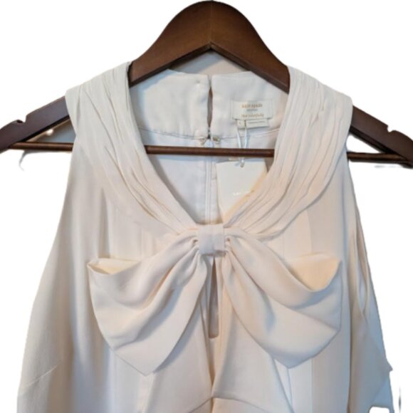 NWT Kate Spade 100% Silk Lucinda Cream Sleeveless Blouse Top Size L - Picture 2 of 12